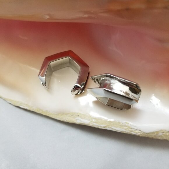 PAIR 1/2" White brass hexagon shape ear saddle, platform plug 12mm NWT unique - Picture 2 of 3